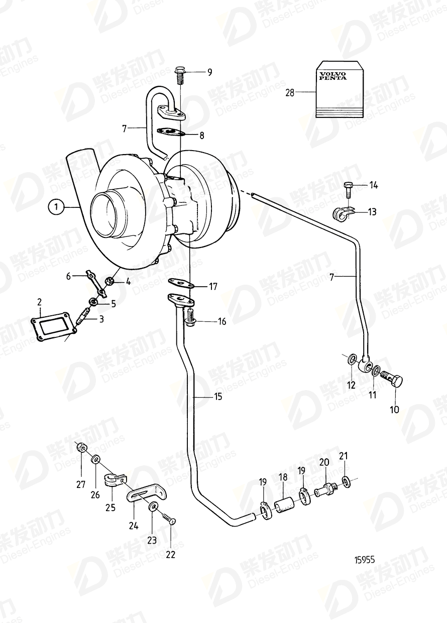 VOLVO Oil pressure pipe 865796 Drawing